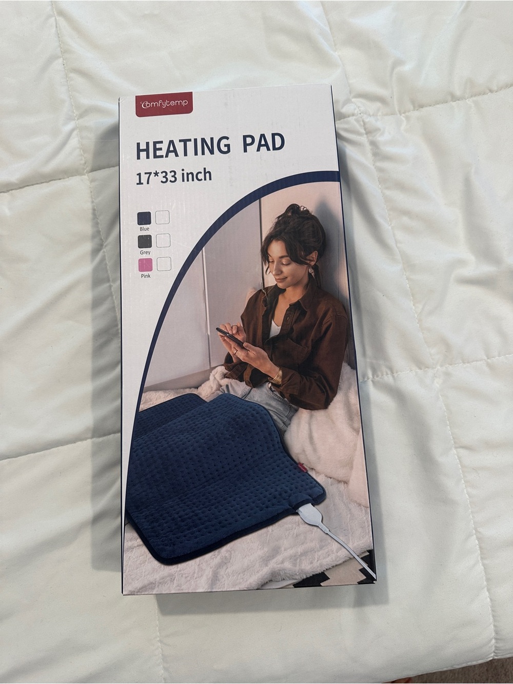 Navy Electric Heating Pad 17 x 33 Inch - Soothing Heat Therapy